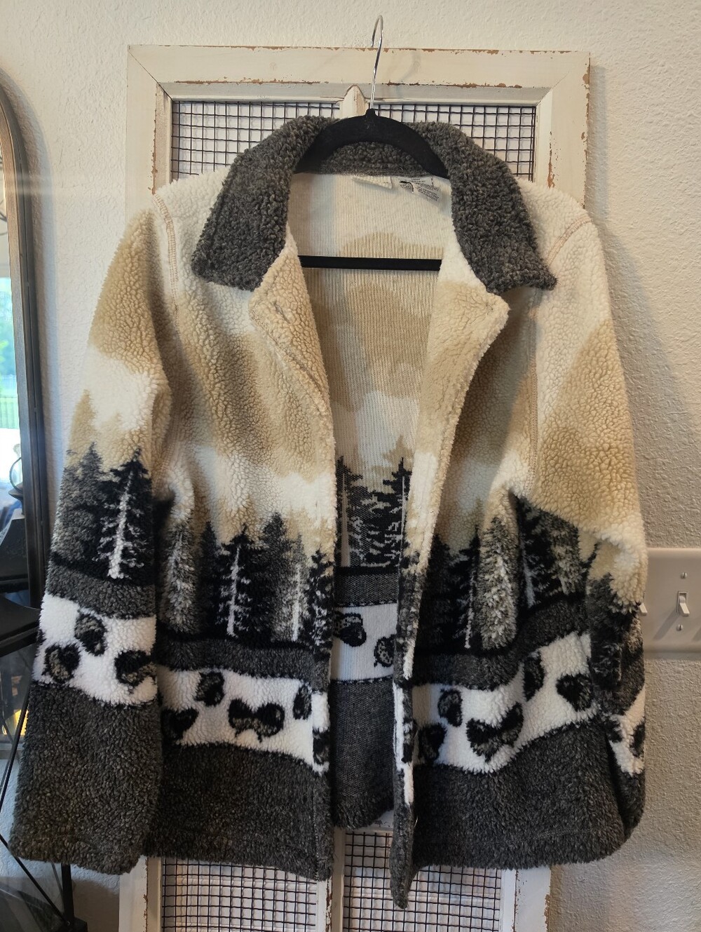 White Stag Womens L Scenic Nature Print Sherpa Button Front